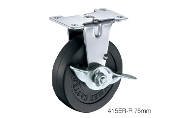 ハンマーキャスター415ER (φ40～125)(プレート式・固定・ストッパー付)(クロームメッキ)